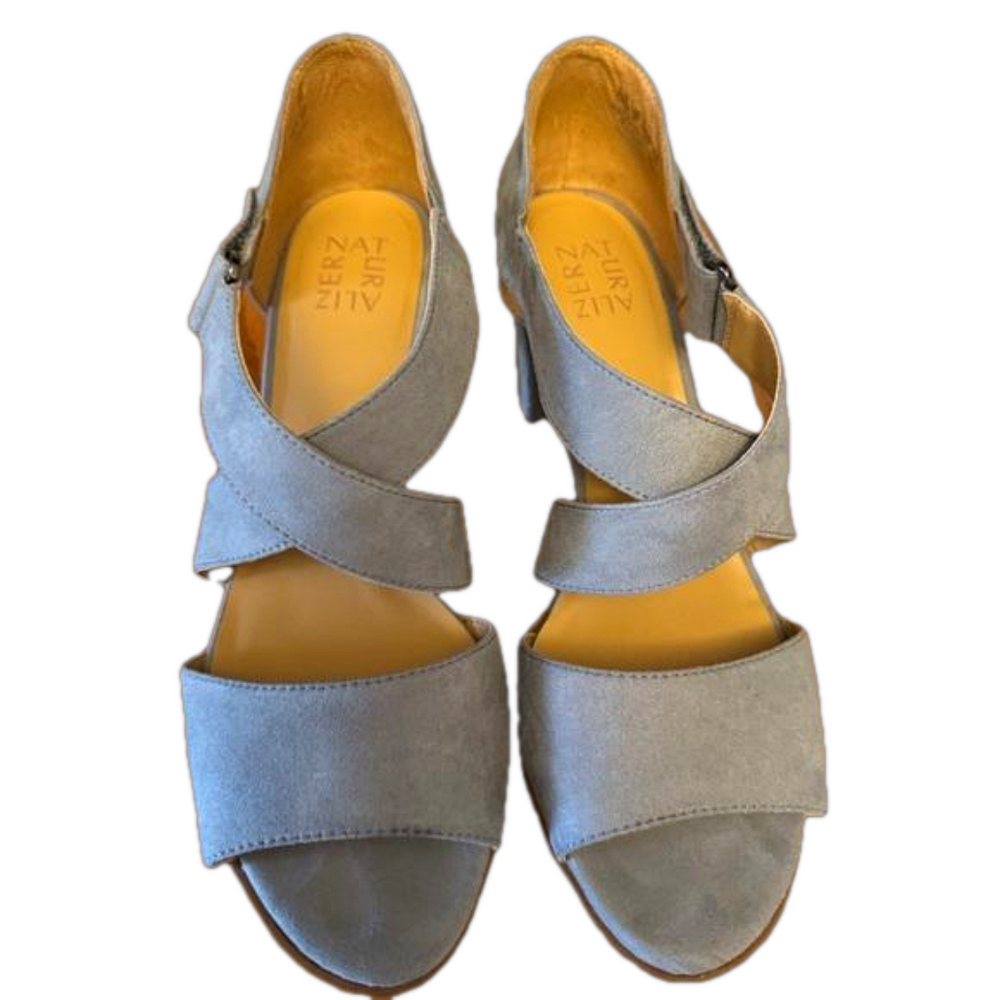 NATURALIZER Lindy Strappy Comfort Sandals Slate Gray Blue Block Heels Size 10 - Picture 3 of 7